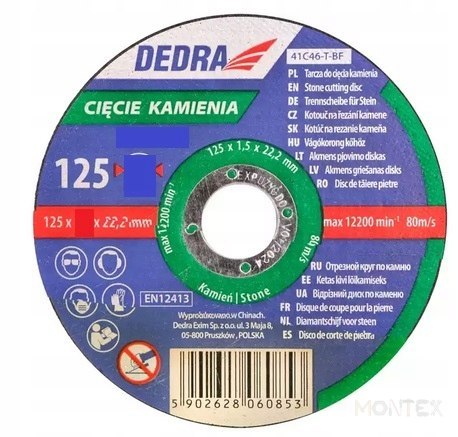 Dedra Tarcza do cięcia kamień 125x3,0 Dedra F13424